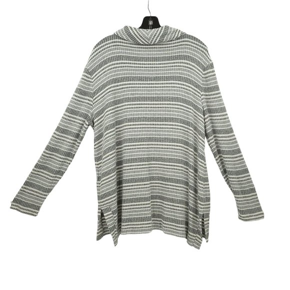 Chicos Zenergy Cowl Neck Striped Sweater Womens 2 US 12/14 Long Sleeve Gray - Picture 2 of 15
